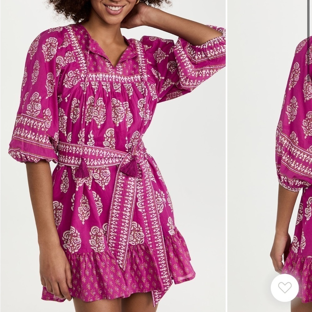Cleobella Magdalena Mini Dress Mix Block Print Organic Hand Painted Sz M NEW